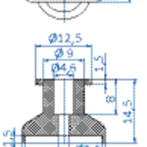 Oval vacuum cup 19x5 mm vinyl blue