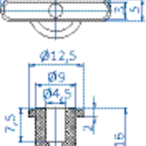 Oval vacuum cup 25x5 mm vinyl blue