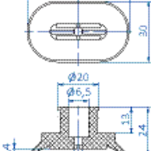 Oval vacuum cup 50x30 mm SBR brown