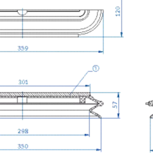 Oval vacuum cup 300x150 mm (1.5 bellows) NBR grey, Carrier: steel