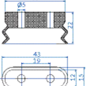 Oval vacuum cup 43x15 mm (1.5 bellows) vinyl blue