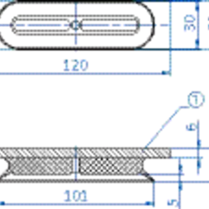 Oval vacuum cup 100x30 mm NBR grey
