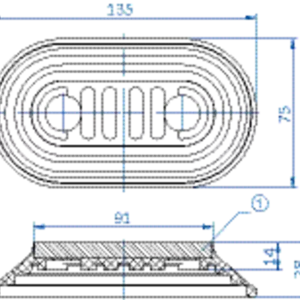 Oval vacuum cup 135x75 mm SBR black