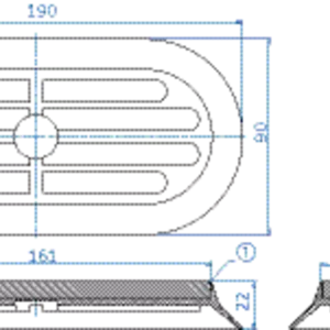 Oval vacuum plate 190x90 mm SBR black, carrier: steel