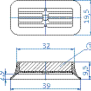 Oval vacuum cup 40x20 mm NBR grey