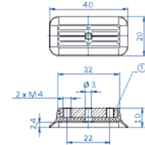 Rectangular vacuum cup 40x20 mm silicone transparent