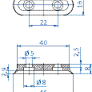 Oval vacuum cup 45x15 mm NBR black