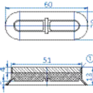 Oval vacuum cup 60x20 mm NR beige