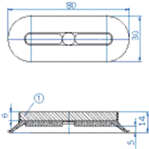 Oval vacuum cup 80x30 mm NR brown